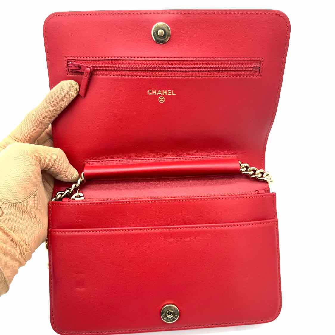 Chanel Caviar Boy Wallet on Chain Red