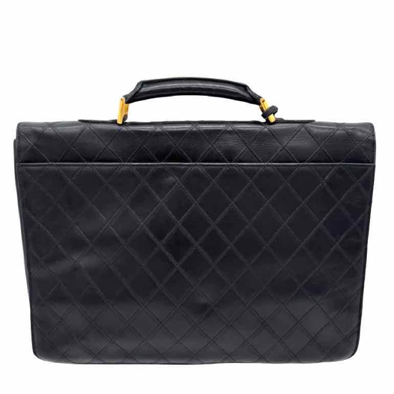 CHANEL Quilted Lambskin Vintage Briefcase Black (Pre-Owned)