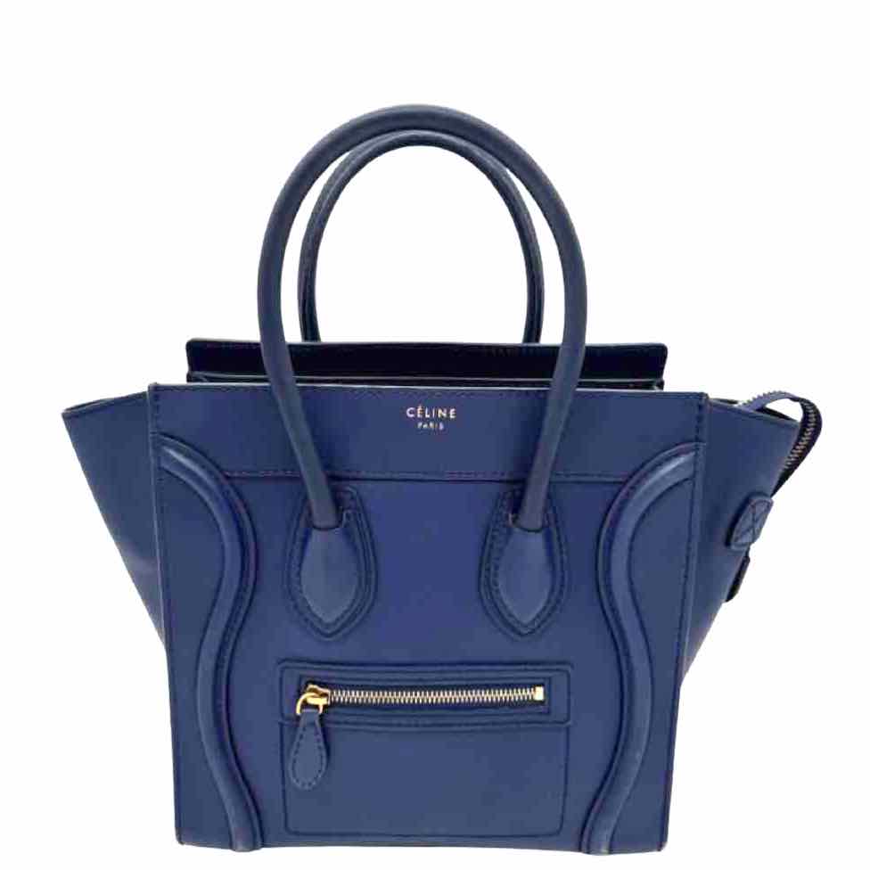 CELINE Calfskin Micro Luggage Handbag Blue (Pre-Owned)