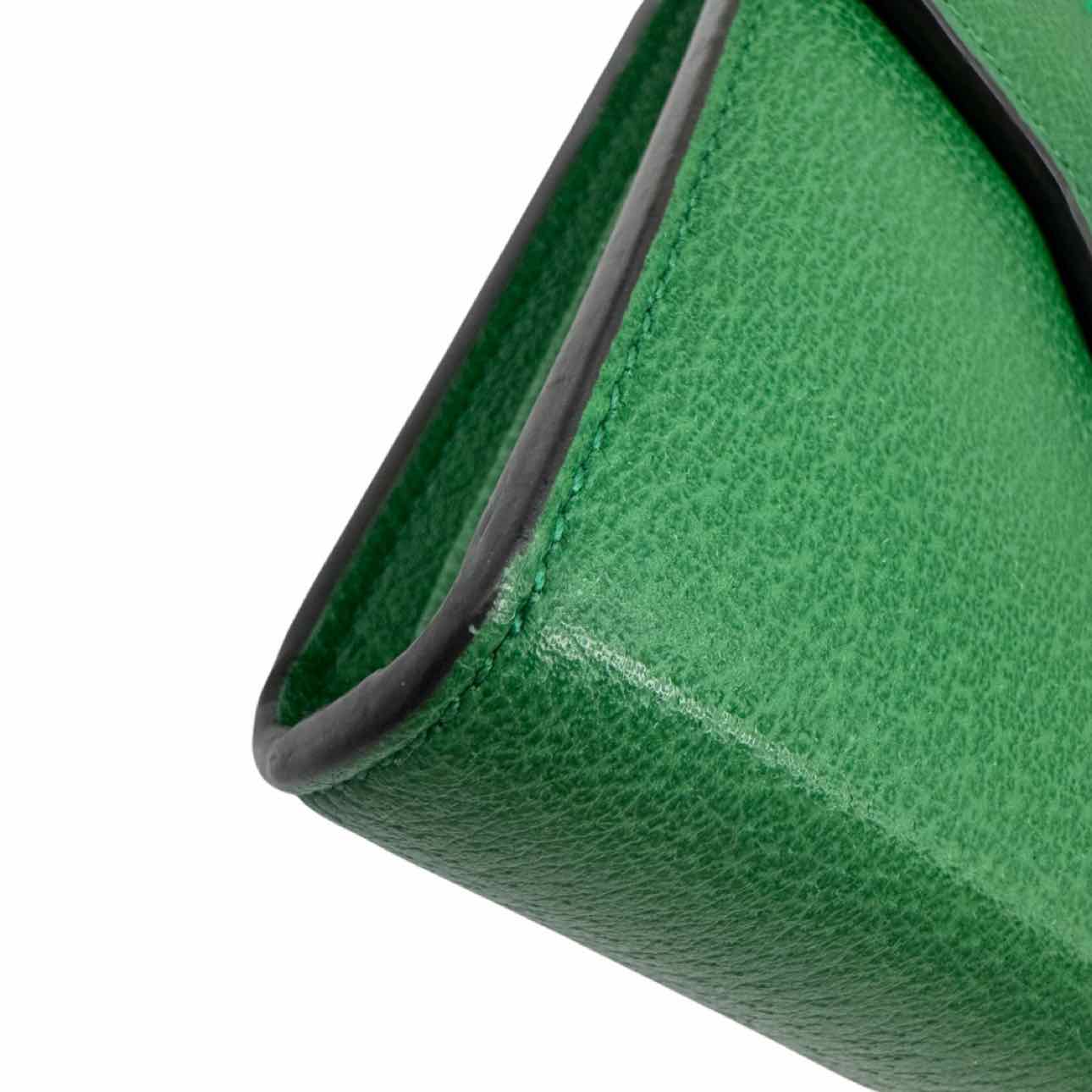 GUCCI Leather Linea Ricami Floral Embroidered Chain Bag Green