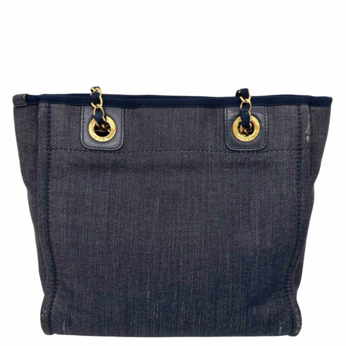 CHANEL Denim Leather Mini Deauville Tote Bag Blue