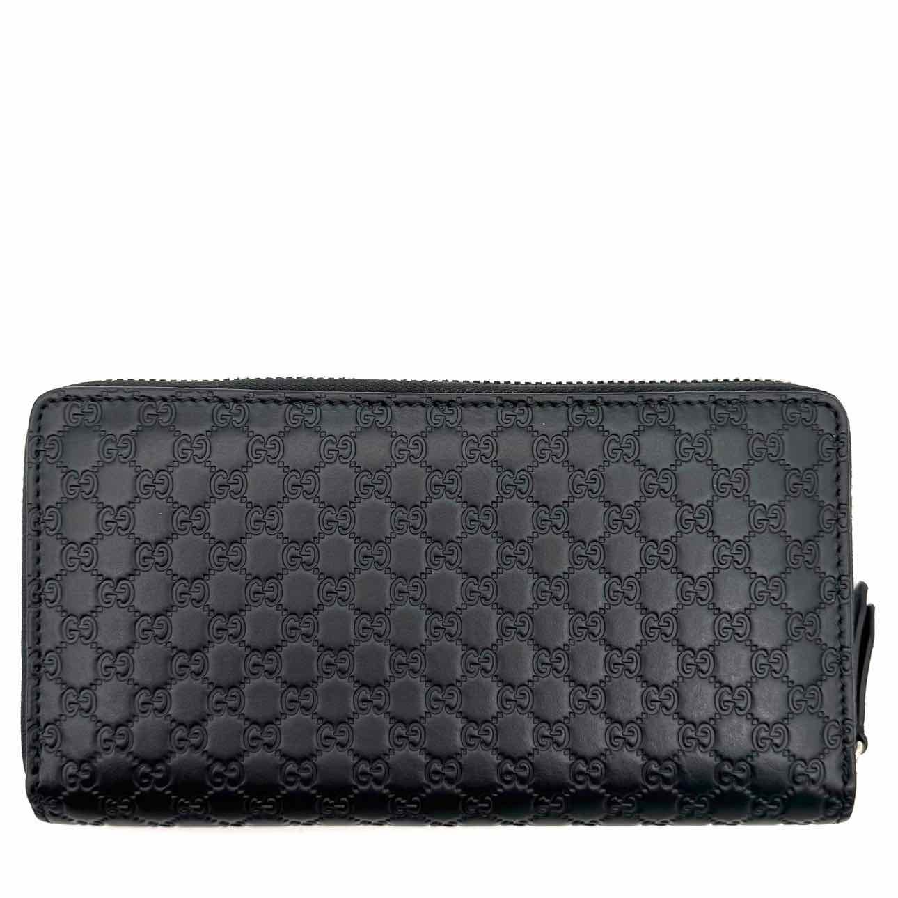 GUCCI Calfskin Guccissma Zip Around Wallet Black (Pre-Owned)