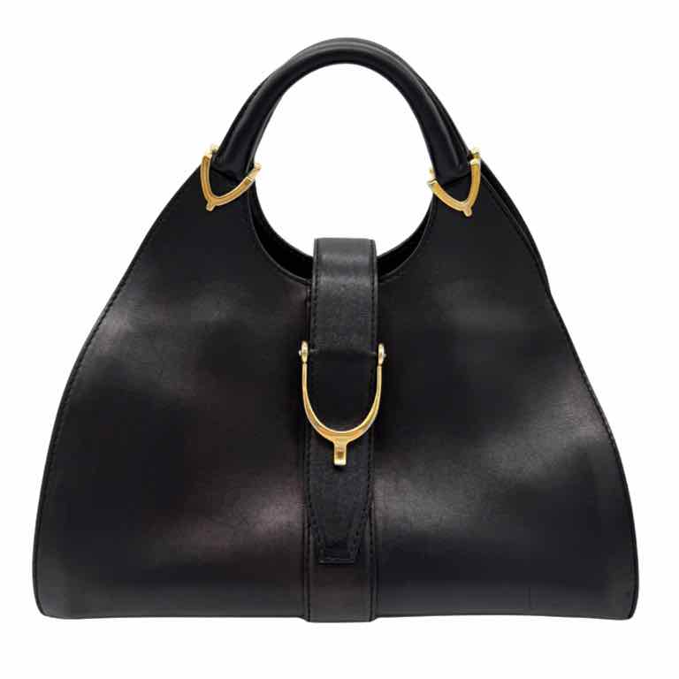 GUCCI Calfskin Stirrup Top Handle Bag Black (Pre-Ordered)
