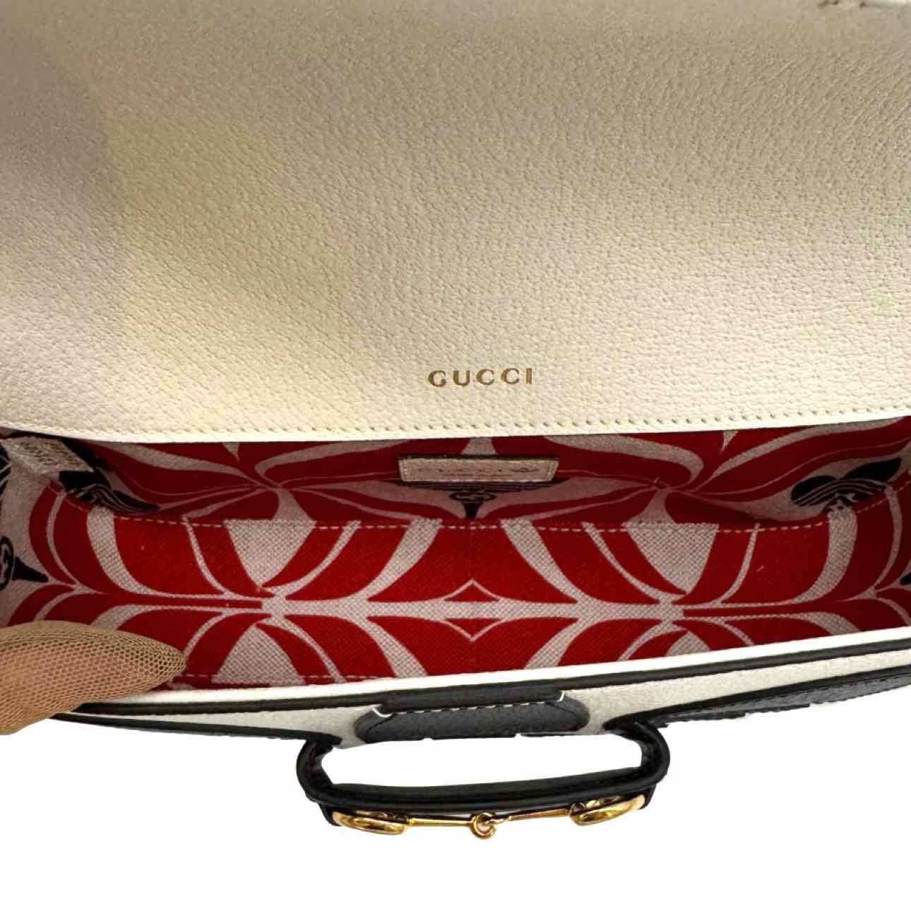 GUCCI Leather GG X Adidas Small Horsebit 1955 Shoulder Bag White