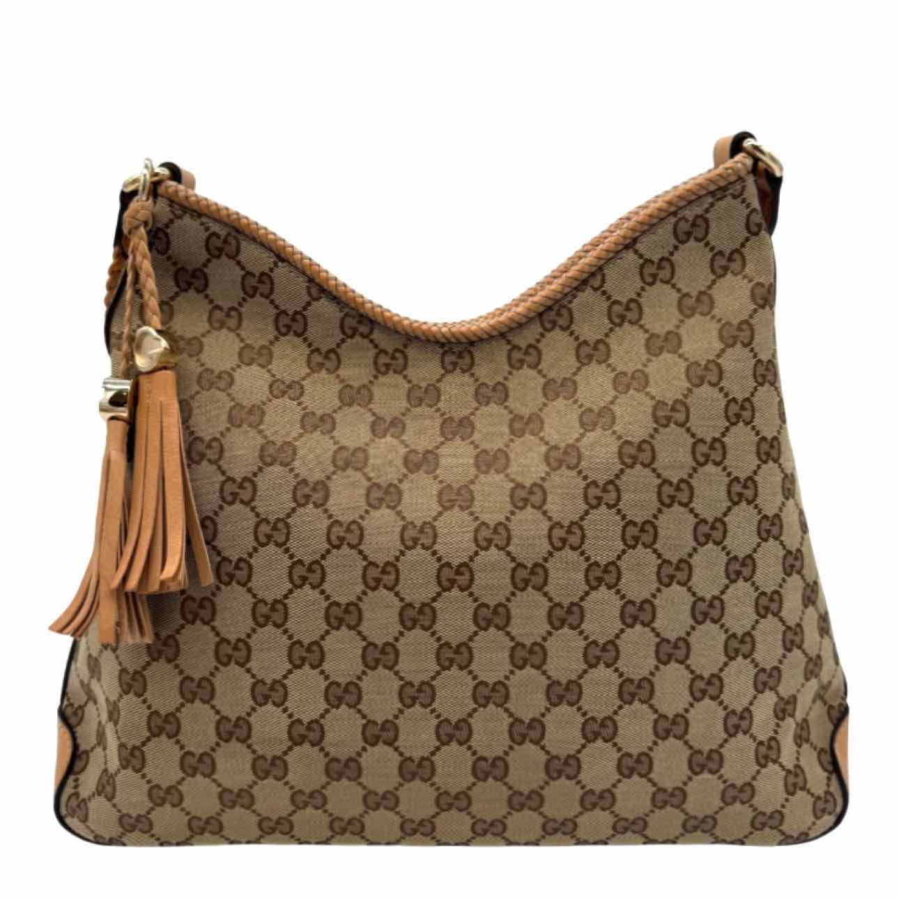 Gucci GG Monogram Marrakech Hobo Bag Brown