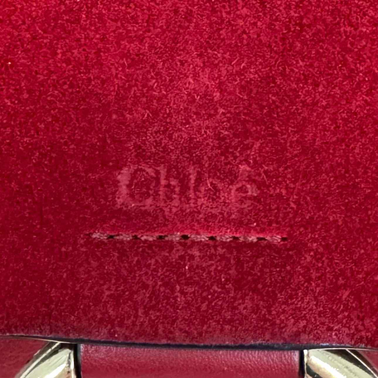 CHLOE Suede Calfskin Small Faye Crossbody Red