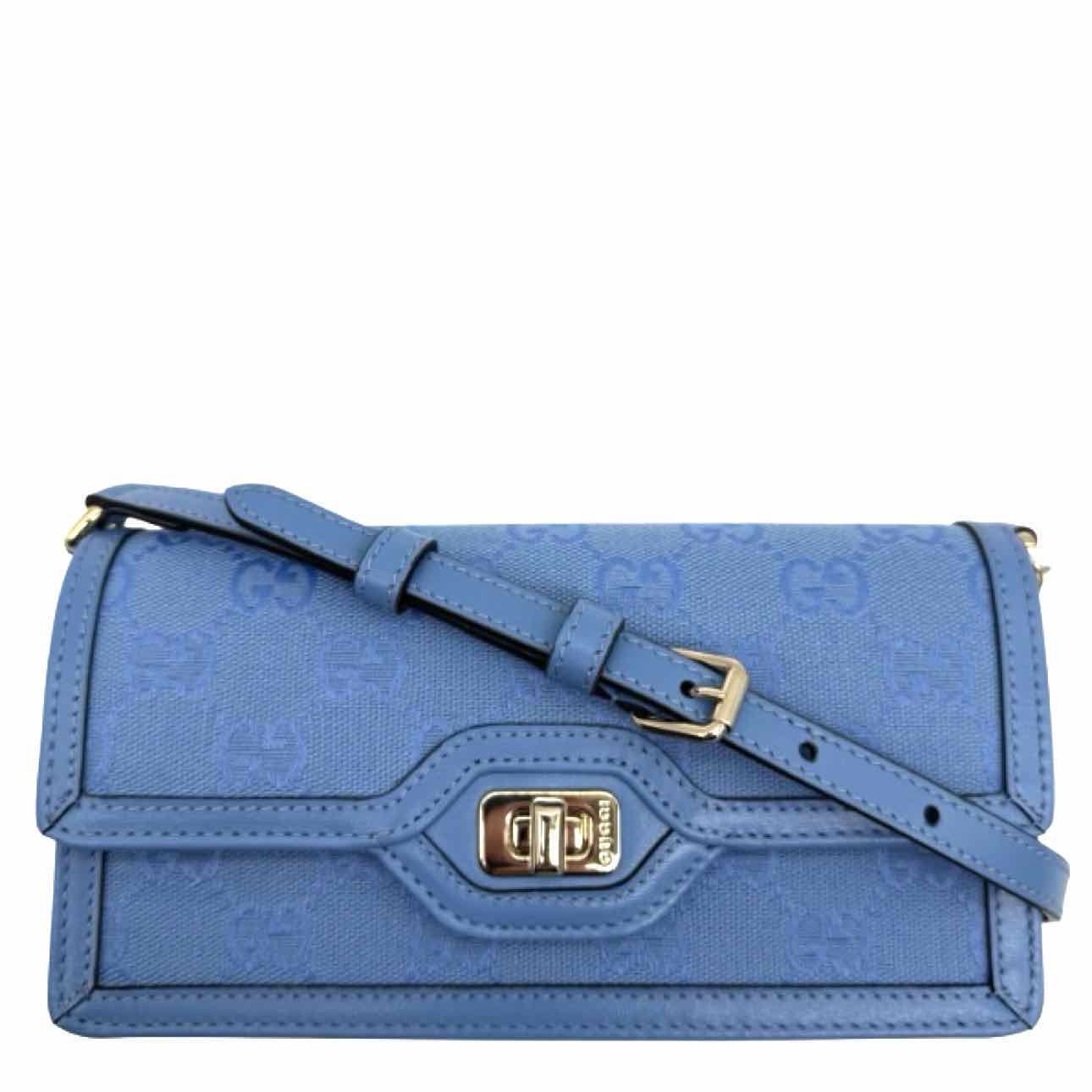 GUCCI GG Monogram Canvas Luce Mini Shoulder Bag Blue