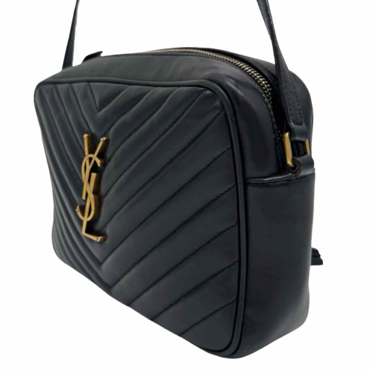 SAINT LAURENT Matelasse Chevron Medium Lou Camera Bag Black
