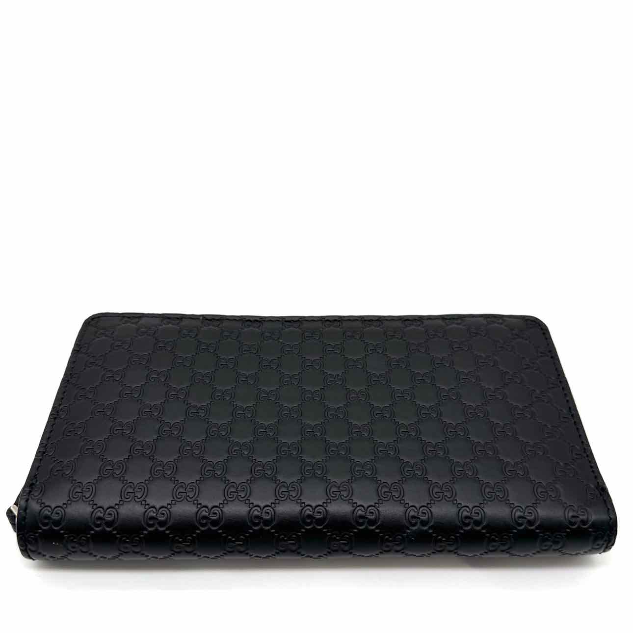 GUCCI Calfskin Guccissma Zip Around Wallet Black (Pre-Owned)