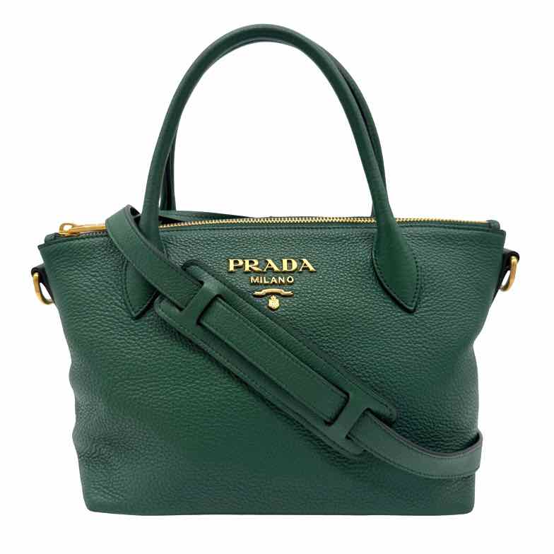 PRADA Vitello Daino Shopping Tote Green (Pre-Owned)