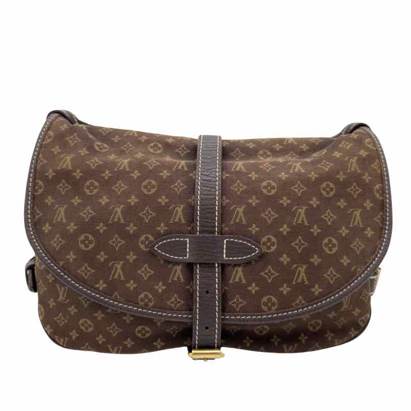 LOUIS VUITTON Monogram Mini Lin Saumur 30 Brown Messenger Bag (Pre-Owned)