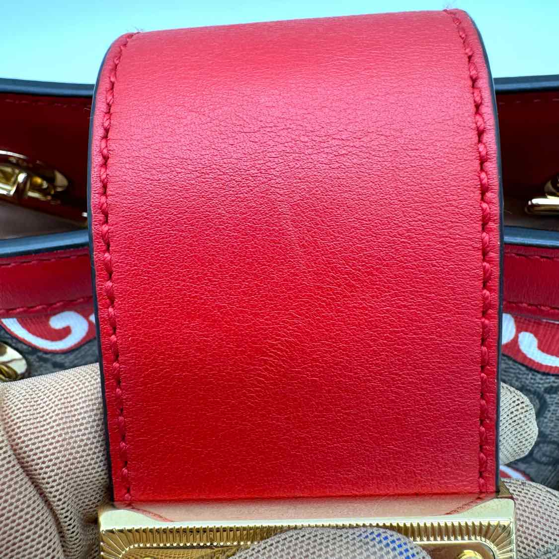 GUCCI Supreme Monogram Apple Small Padlock Multicolor Tote Red (Pre-Owned)