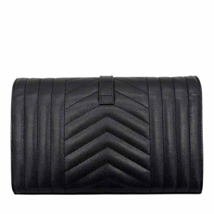 YVES SAINT LAURENT Grained Leather Envelope Triquilt Wallet On Chain (Pre-Owned)