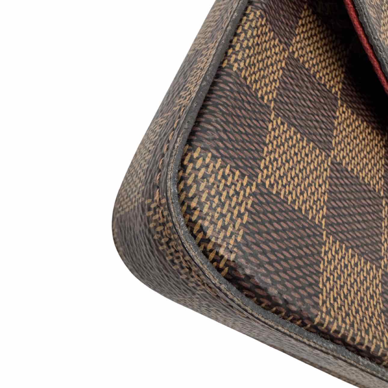 LOUIS VUITTON Damier Ebene Pochette Felicie Cerise Red