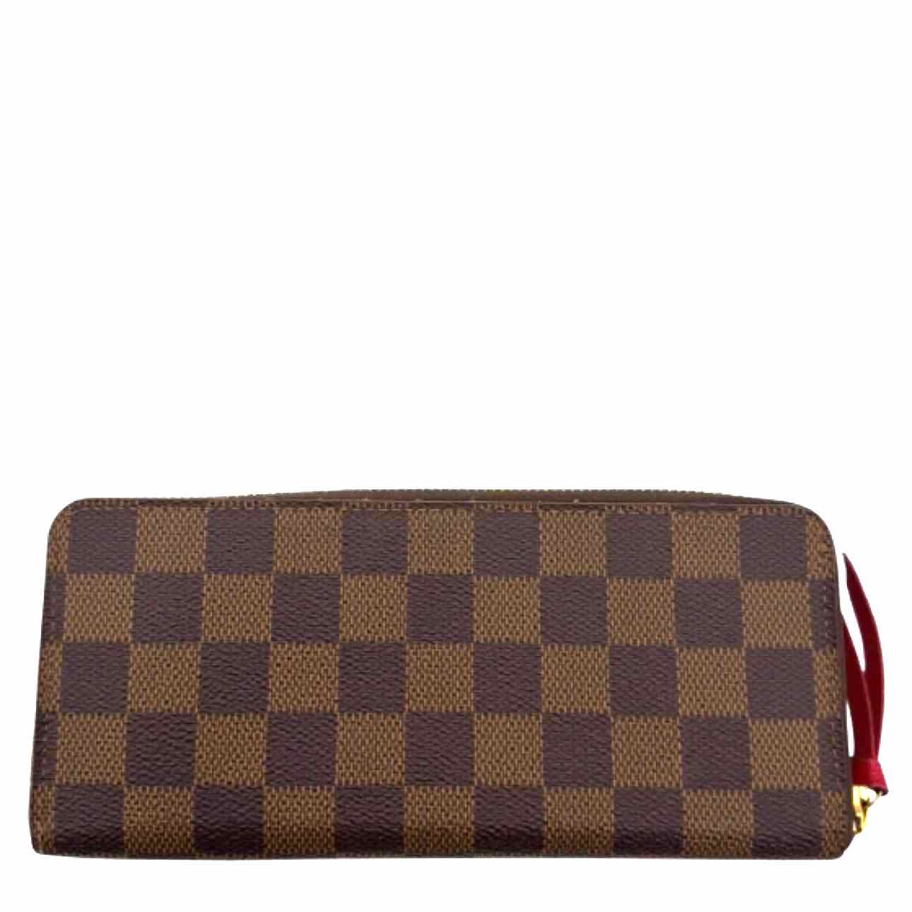 LOUIS VUITTON Damier Ebene Clemence Zippy Brown Wallet