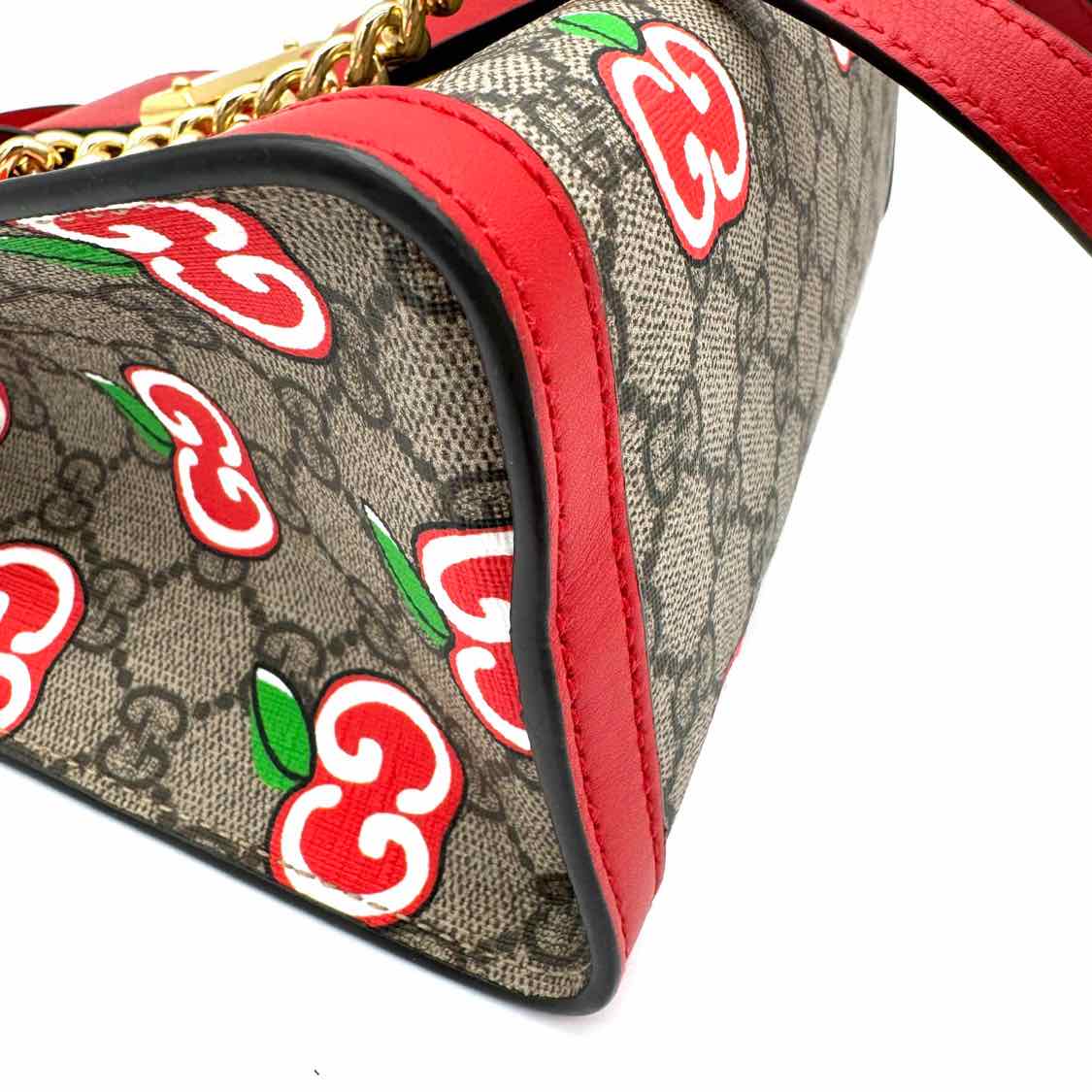 GUCCI Supreme Monogram Apple Small Padlock Multicolor Tote Red (Pre-Owned)