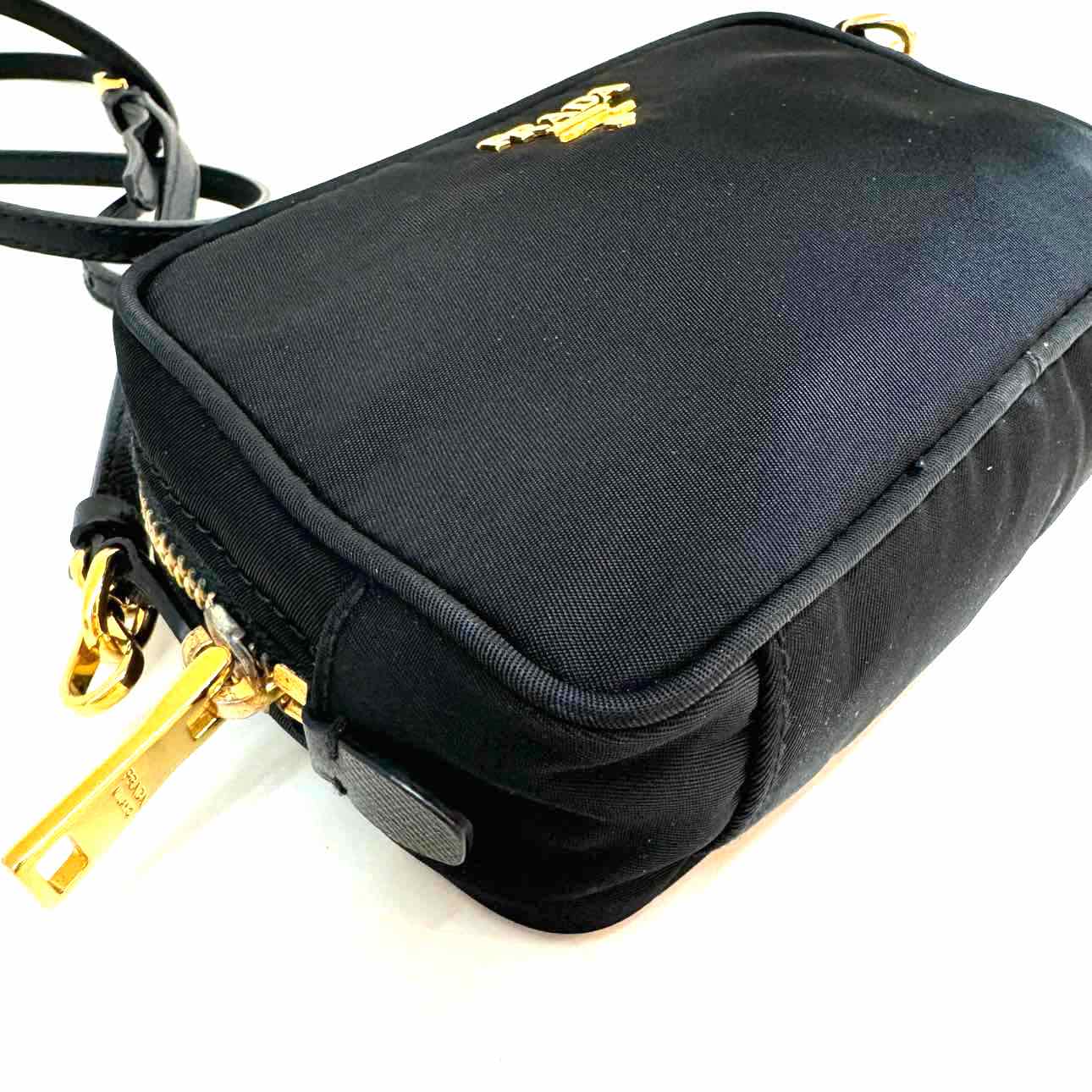 PRADA Nylon Mini Crossbody Bag Black Gold HW (Pre-Owned)