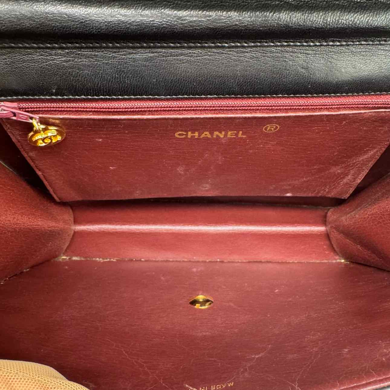 CHANEL Lambskin Push Lock Medium Half Flap Black (Pre-Owned)