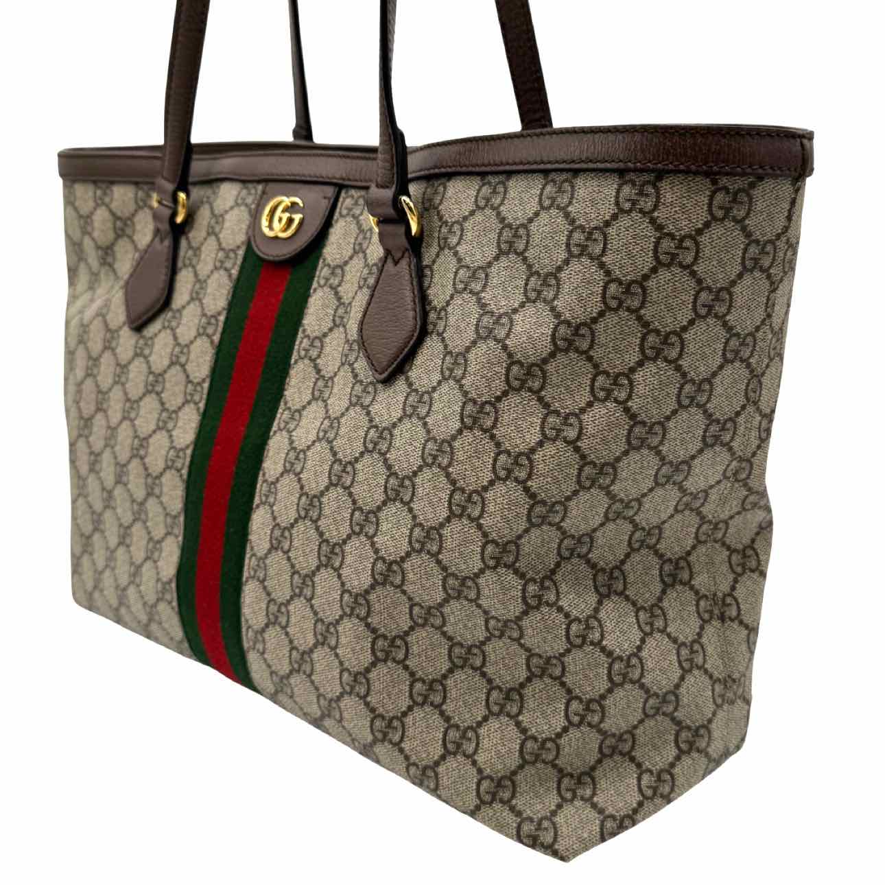 GUCCI GG Supreme Monogram Medium Ophidia Tote Bag Brown