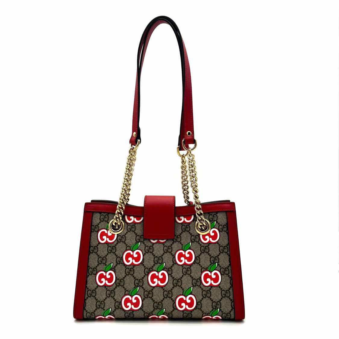 GUCCI Supreme Monogram Apple Small Padlock Multicolor Tote Red (Pre-Owned)