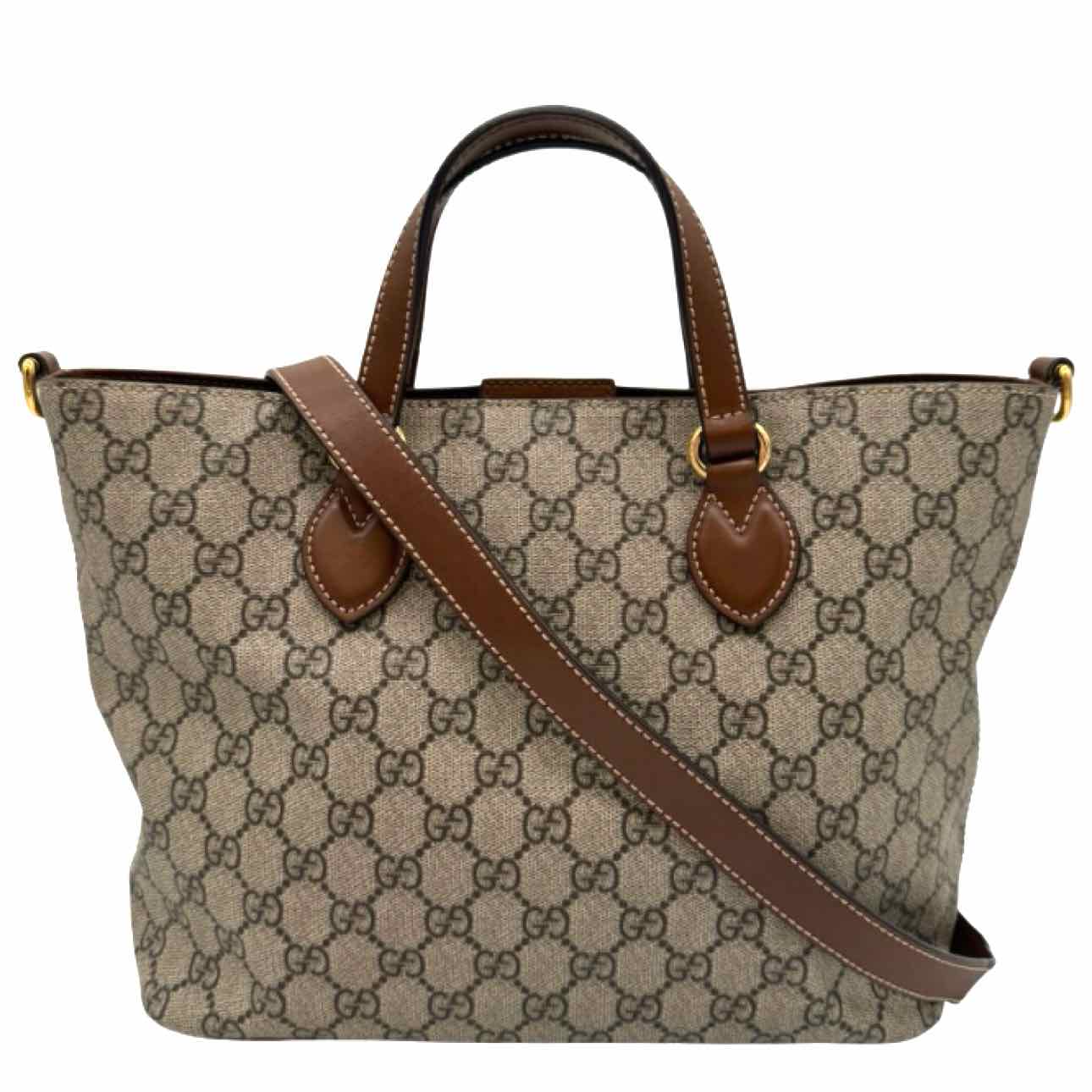 GUCCI Supreme Coated Canvas Tote Brown