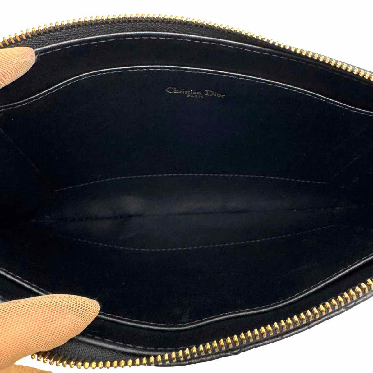 DIOR Cannage Leather Large Caro Daily Pouch Black