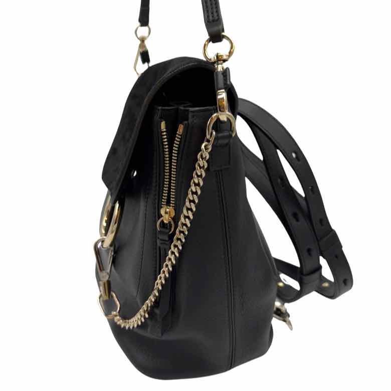 CHLOE Suede Calfskin Medium Faye Backpack Black (Pre-Owned)