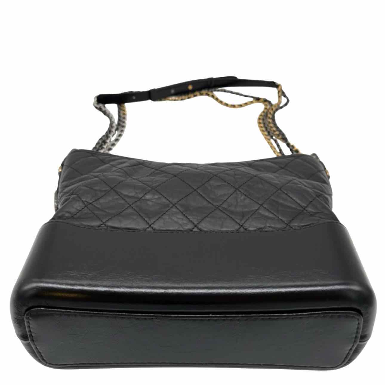 CHANEL Aged Calfskin Medium Gabrielle Hobo Bag Black