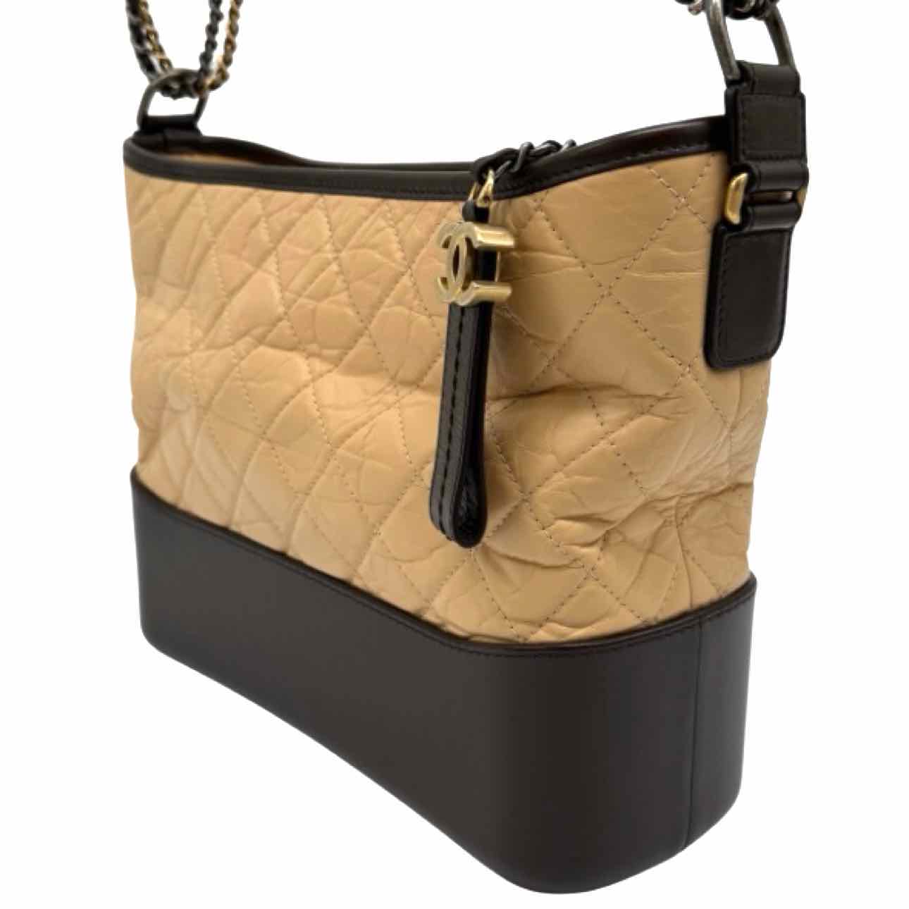 CHANEL Aged Calfskin Medium Gabrielle Hobo Bag Beige