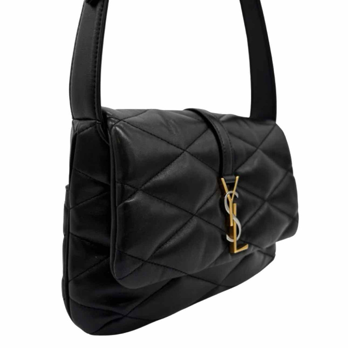 SAINT LAURENT Quilted Lambskin Diamond Sac Le 5 À 7 Sac Shoulder Bag Black
