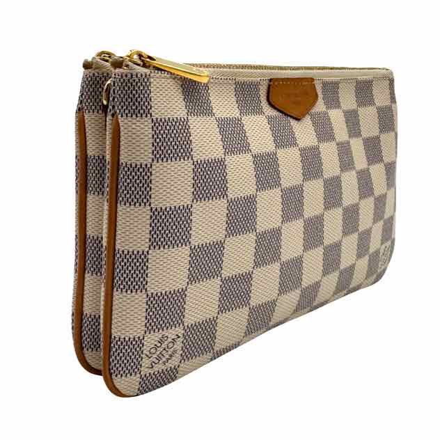 LOUIS VUITTON Damier Azur Double Zip Pouchette Crossbody (Preowned)