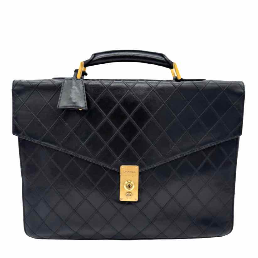 New Arrival - CHANEL Quilted Lambskin Vintage Briefcase Black (Pre-Owned)