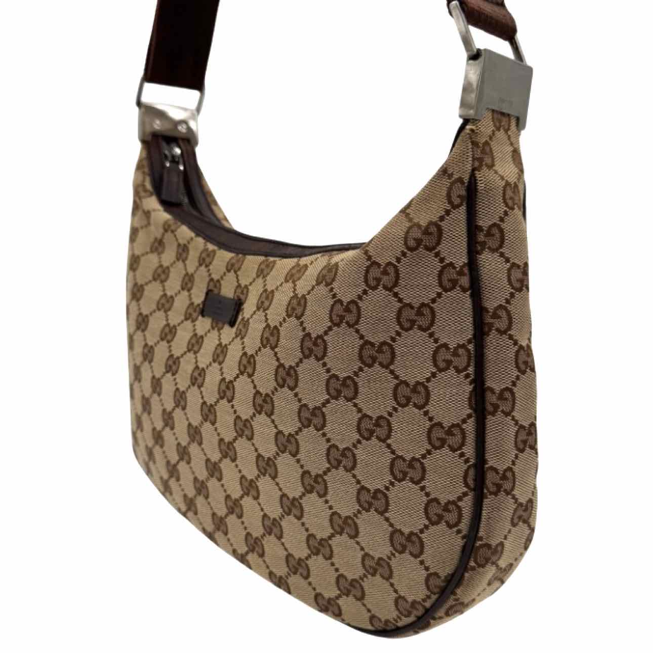 GUCCI Monogram Canvas Half Moon Messenger Bag Brown