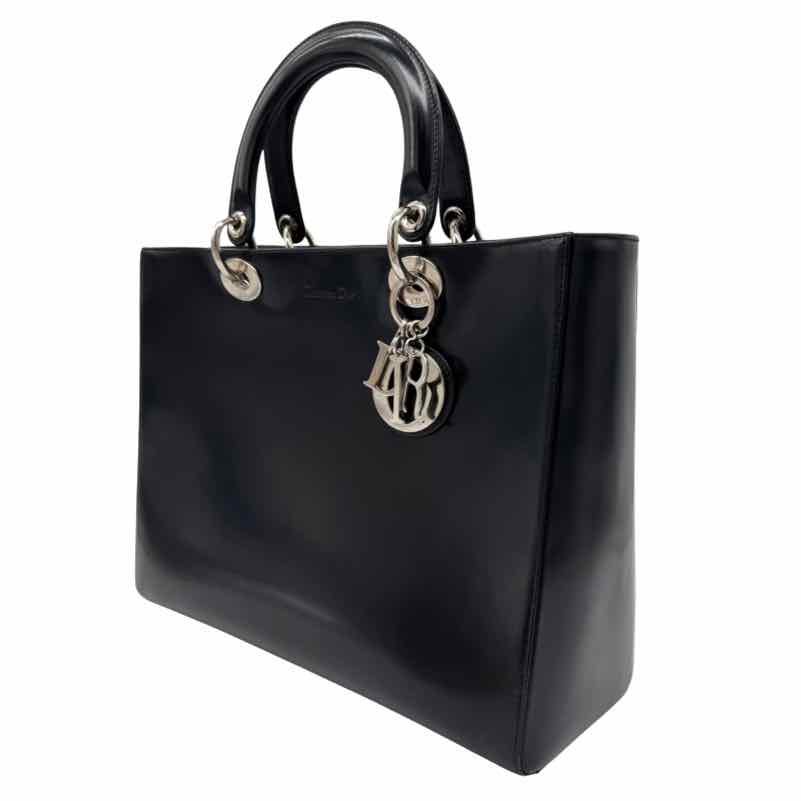CHRISTIAN DIOR Box Leather Lady Dior Tote Black (Pre-Owned)