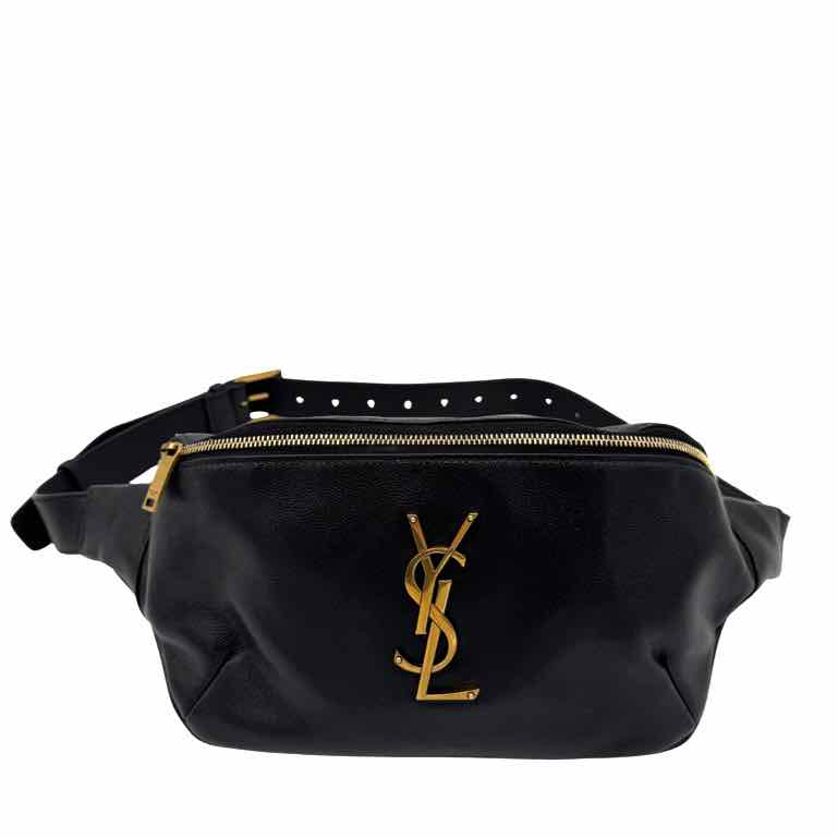YVES SAINT LAURENT Calfskin LeatherCassandre Classic Black Belt Bag (Pre-Owned)