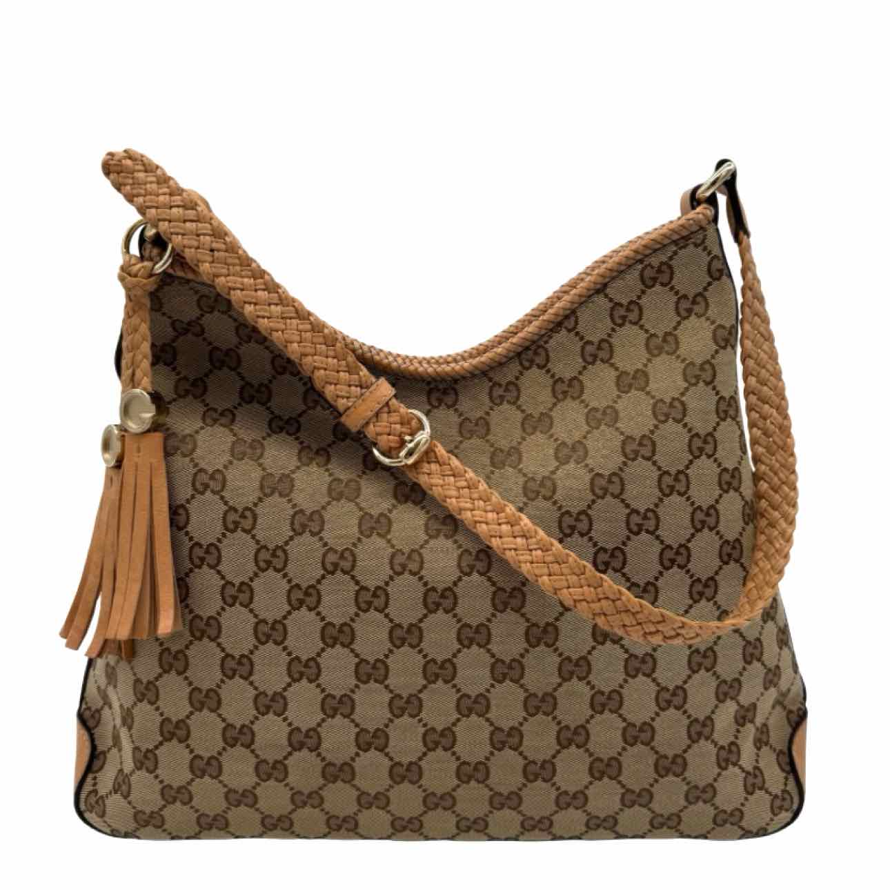 Gucci GG Monogram Marrakech Hobo Bag Brown