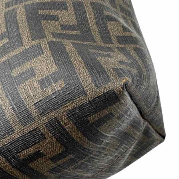 FENDI Coated Canvas Zucca Roll Tote Bag Brown (Pre-Owned)