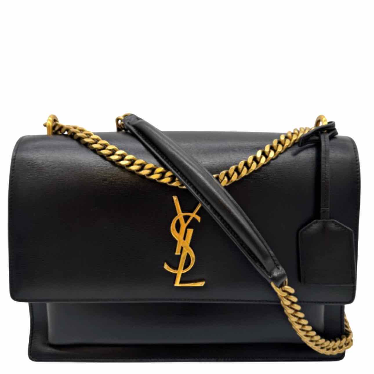 SAINT LAURENT Calfskin Large Sunset Shoulder Bag Black