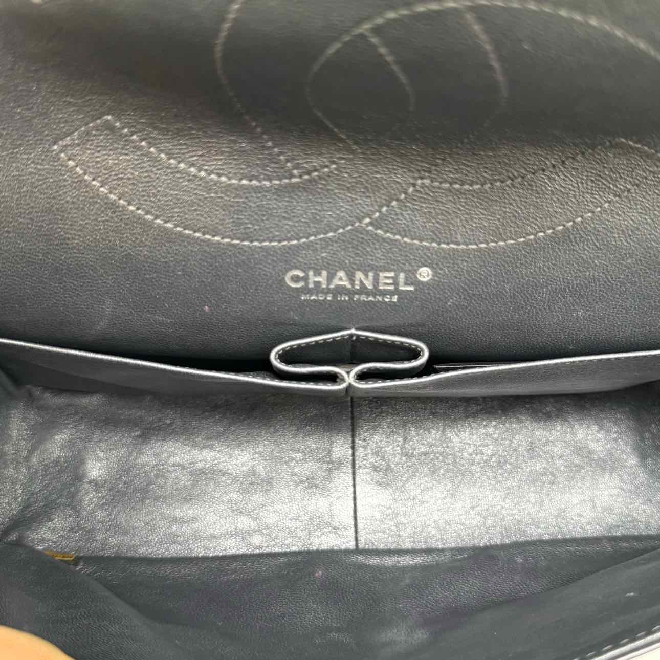 Chanel Metallic Aged Calfskin Quilted 2.55 Reissue 227 Double Flap Silver