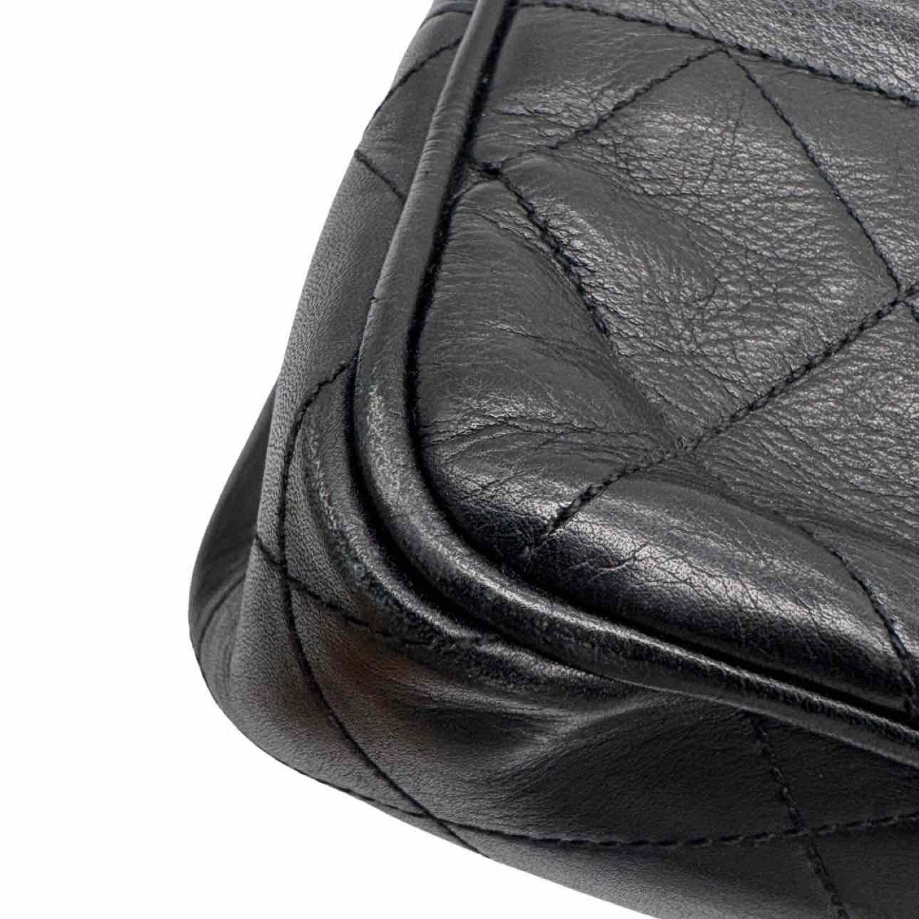 CHANEL Lambskin Matelasse Shoulder Bag Black