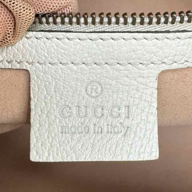 GUCCI Grained Calfskin Web Stripe Butterfly Totem Handbag Beige (Pre-Owned)