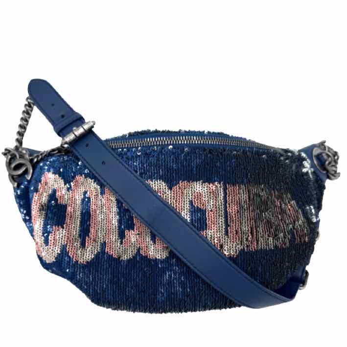 CHANEL Sequin Coco Cuba Belt Bag Blue/Pink (Pre-Owned)