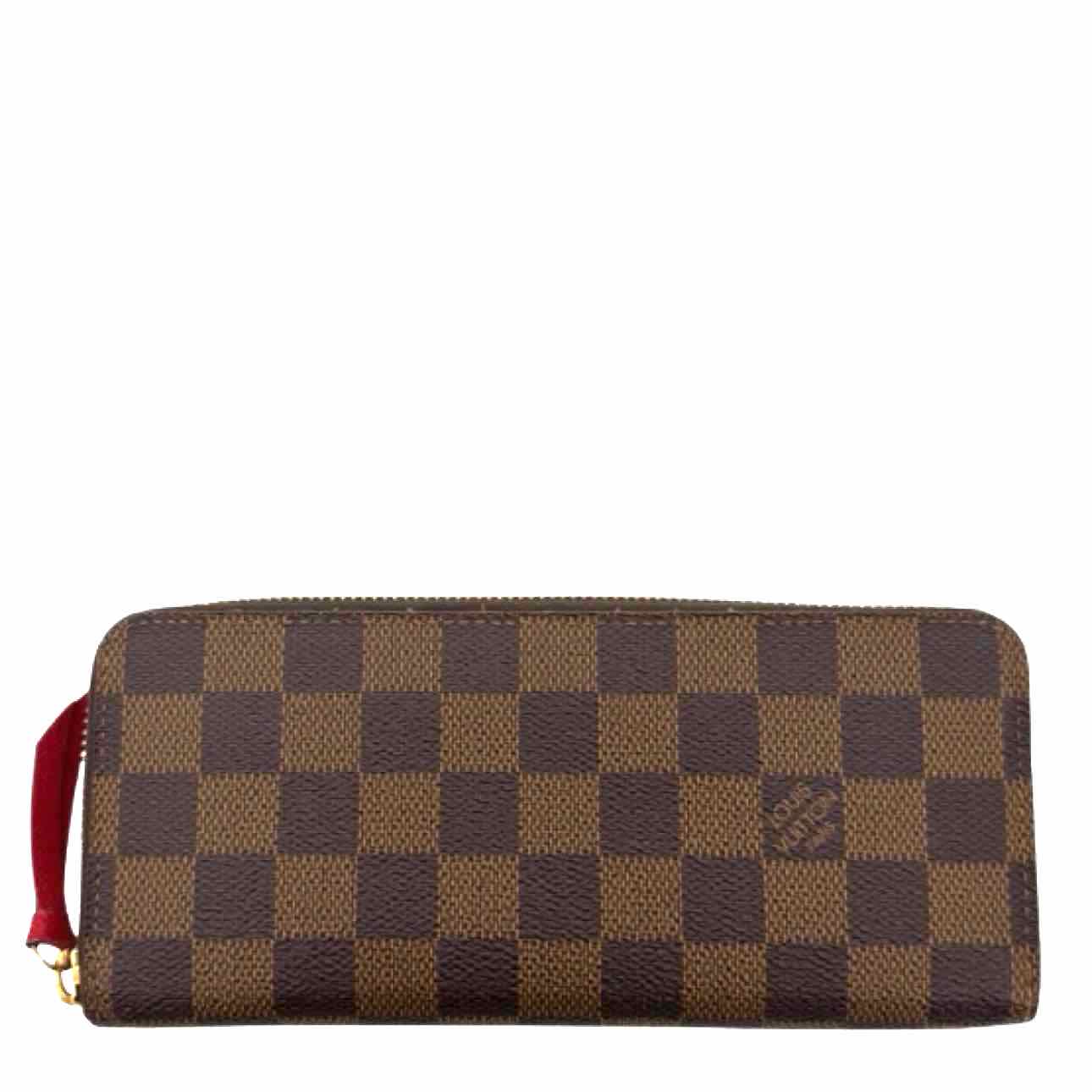 LOUIS VUITTON Damier Ebene Clemence Zippy Brown Wallet