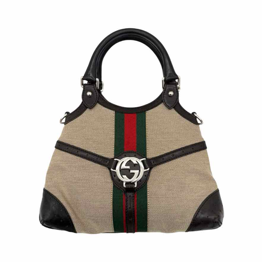 GUCCI Two Way Tote Bag Stripe (Pre-Owned)