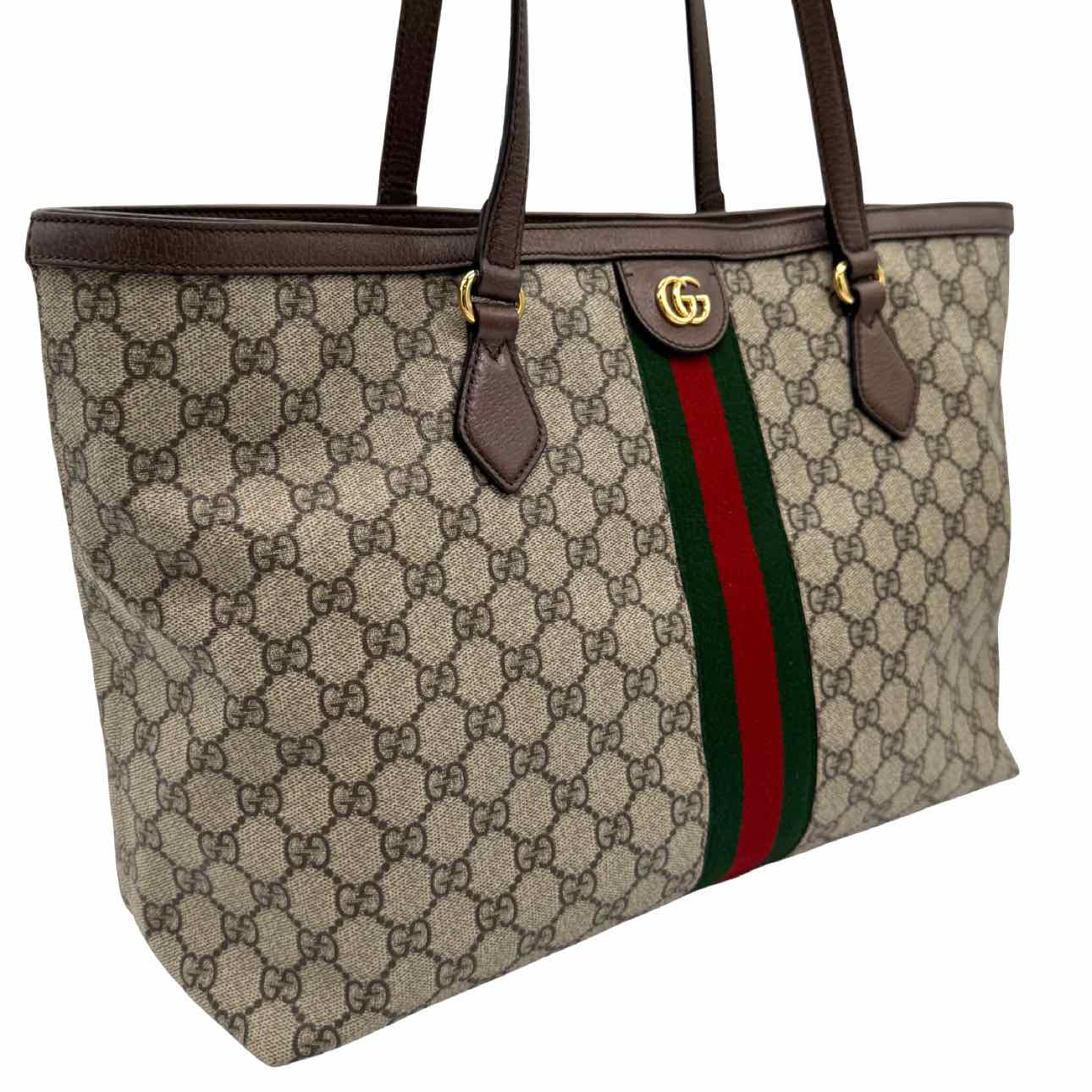 GUCCI GG Supreme Monogram Medium Ophidia Tote Bag Brown
