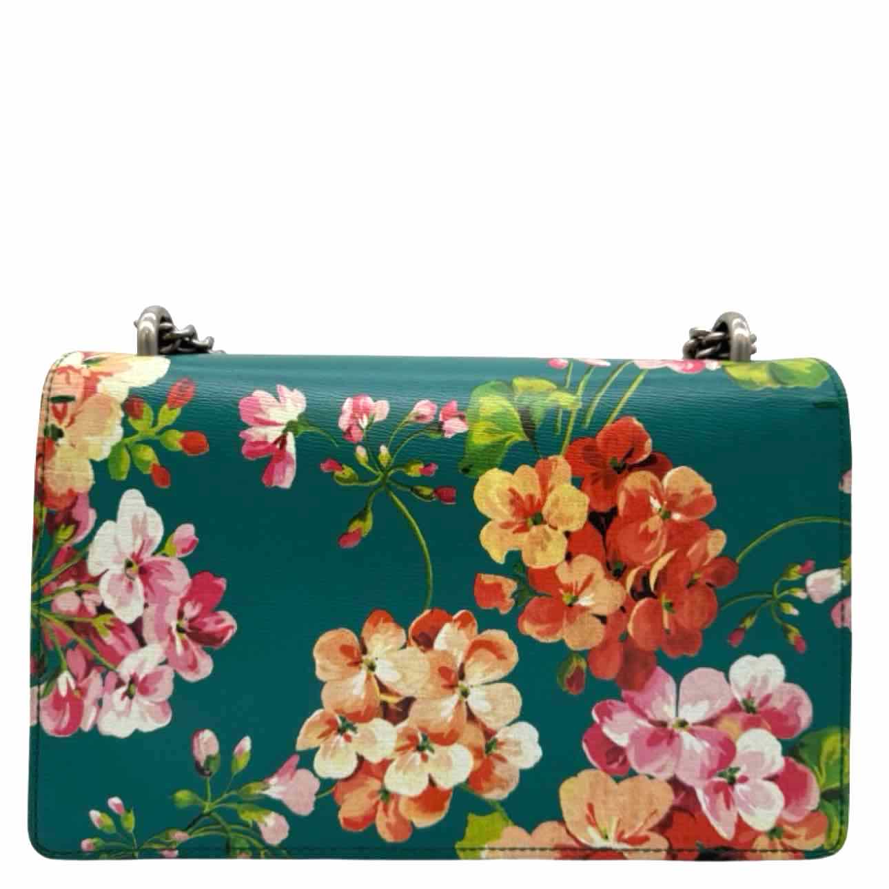 GUCCI Calfskin Leather Medium Dionysus Blooms Print Shoulder Bag