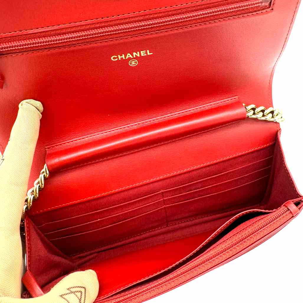Chanel Caviar Boy Wallet on Chain Red