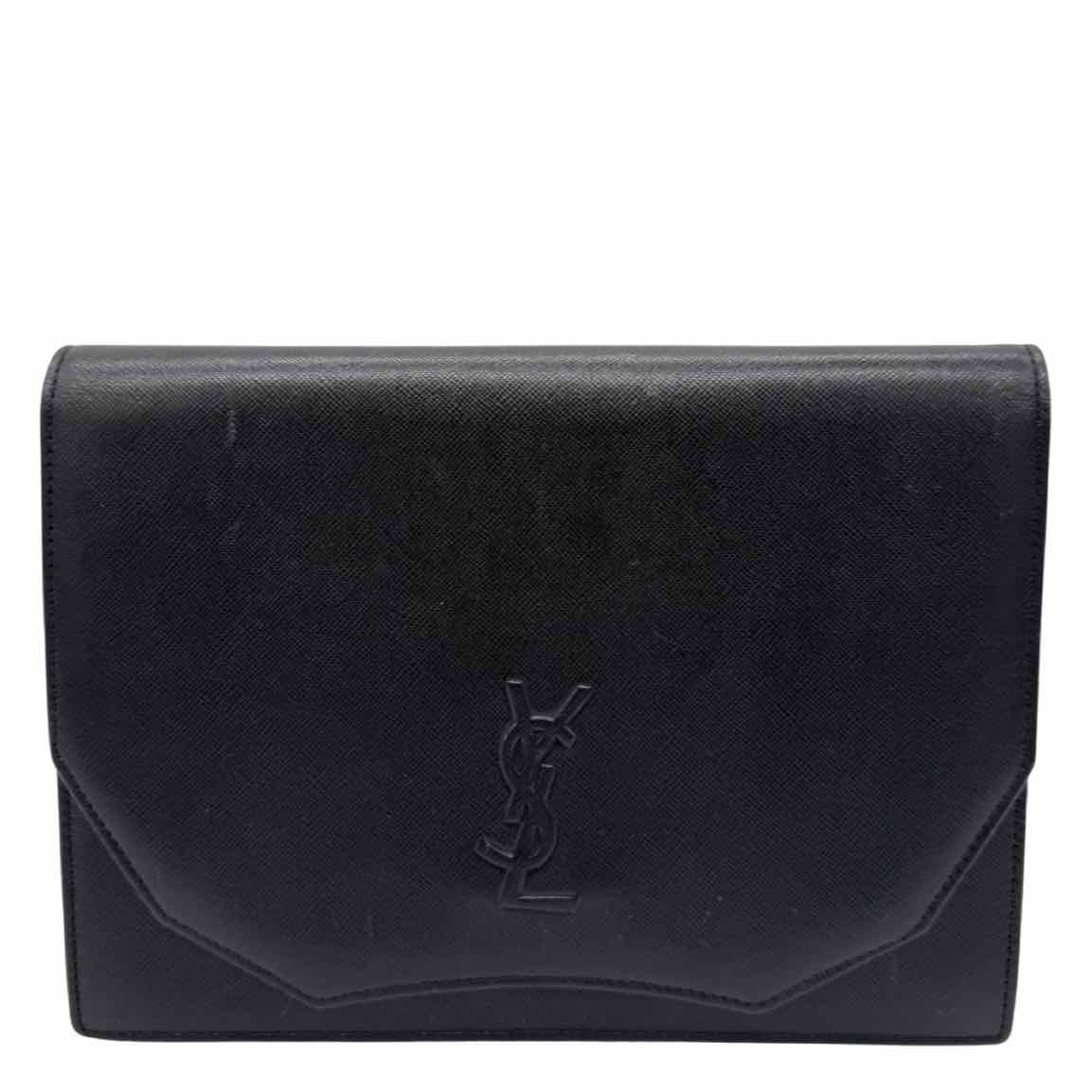 SAINT LAURENT Saffiano Leather Vintage Clutch Black