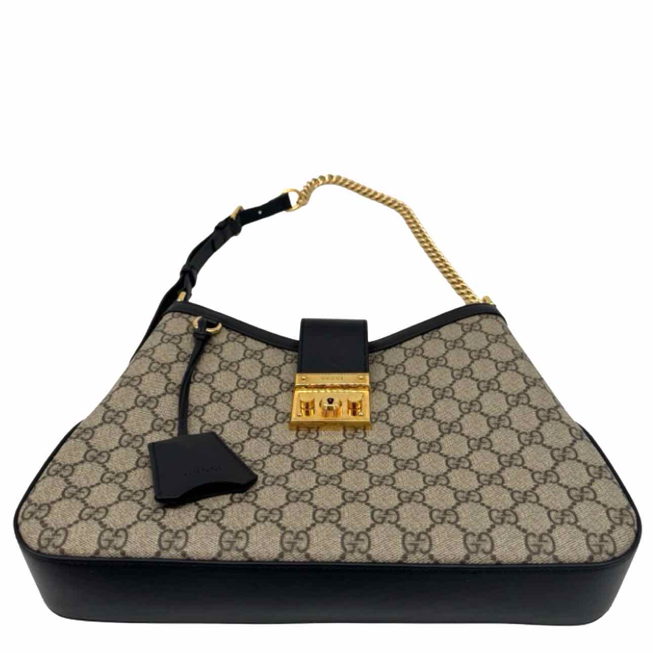 GUCCI Supreme Canvas Medium Padlock Shoulder Bag Black