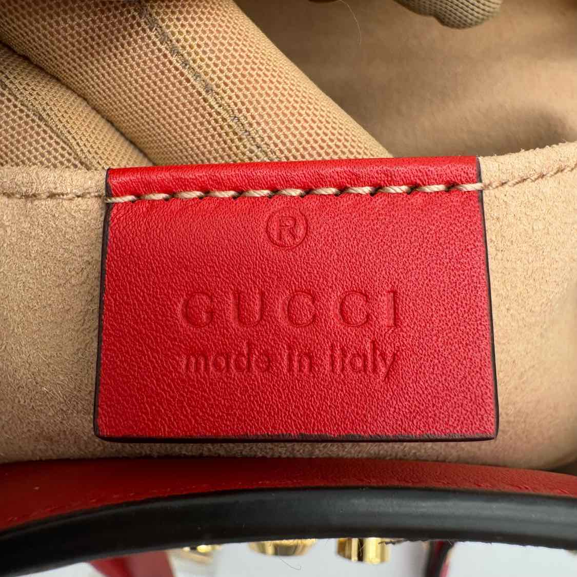 GUCCI Supreme Monogram Apple Small Padlock Multicolor Tote Red (Pre-Owned)